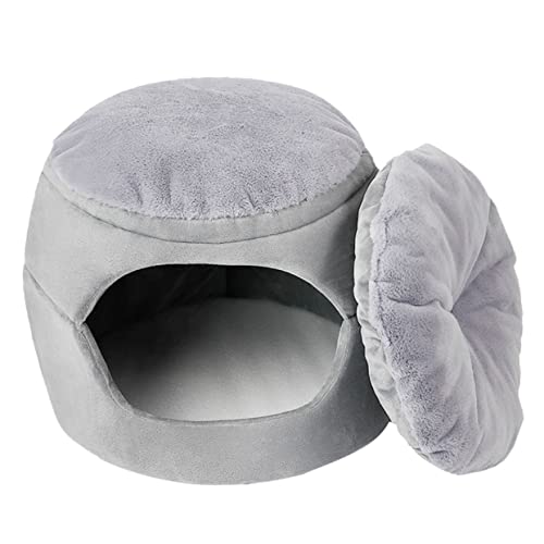 BESPORTBLE Haustierbett Katze Schlafnest Katzenzwinger Faltbarer Katzenwinter Haustier Warme Nester Welpenschlafnest Kleines Hundezelt Katze Pp Baumwollnest Katzennest Pp Baumwolle Light Grey von BESPORTBLE