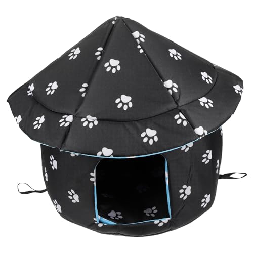 BESPORTBLE Haustierbett pet Bed haustierfeldbett petbett Dog House Katzenunterschlupf wetterfest warm Hunde gemütliche Höhle Tür Außerhalb des Katzenhauses Wetterfestes Katzenhaus Stoff Black von BESPORTBLE