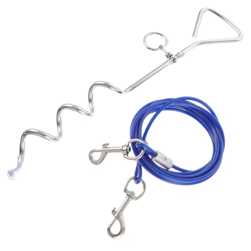 BESPORTBLE Haustierleine hundegurt hundelaufband Hundeleine mit Bodenanker Haustier-Erdspieß Hundeleine Pflock schubkarre Trainingsleine für Hunde Spiralpflock für Hunde Kohlenstoffstahl Blue von BESPORTBLE