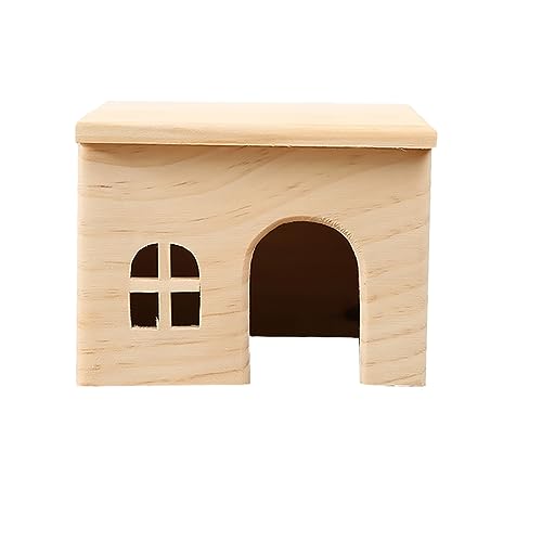 BESPORTBLE Holzhütte Waldkleintierhaus Blockhaus Tragbares Hamsterhaus Hamsterversteck Chinchilla-Hütte Schlafnest für Hamster Kleintierversteck Haustier-Mäuse-Hütte Hamsterhütte Bambus von BESPORTBLE