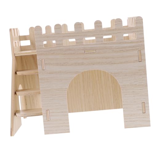 BESPORTBLE Mehrstöckiges Kleintier-Mechanismus-Holzhaus Hamsterhütte Hamsterburg-Versteck nager Spielzeug Klettergerüst für Hamster Spielset aus Holz Haustier Kleintierleiter Hamster Versteck von BESPORTBLE