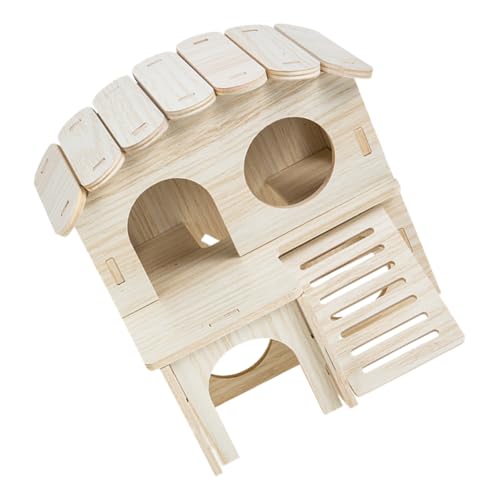 BESPORTBLE Mehrstöckiges Kleintier-Mechanismus-Holzhaus entzückendes Hamsterversteck Hamsterverstecke Holz hamsterhaus Hamster käfig Spielzeug Spielset Holz bissfestes Rattenhaus Mini von BESPORTBLE