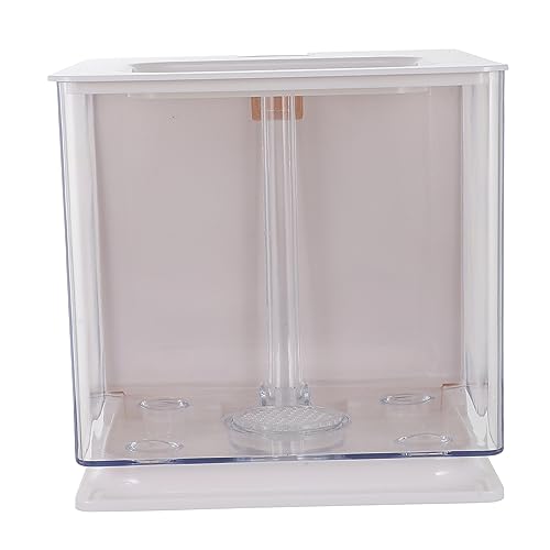 BESPORTBLE Mini-Aquarium Tank Fischreinigungswerkzeuge voll Aquariumheizung Kühler Mini Aquarium wohnzimmerdeko aquarienpflanzen Tischfischbecken Wasserwechsel kostenloses Aquarium Acryl Weiß von BESPORTBLE