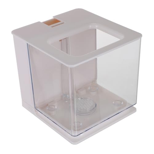 BESPORTBLE Mini-Aquarium Vakuum Pumpe Anlage Fischreinigungswerkzeuge Futterspender voll wohnzimmerdeko raumdeko Transparentes Aquarium stieltopf Desktop-Aquarium Tischfischbecken Acryl Weiß von BESPORTBLE