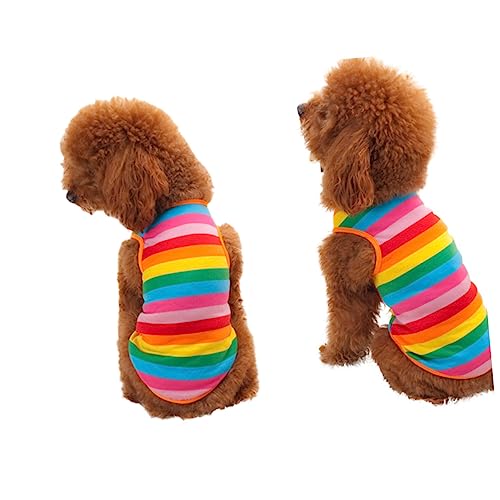 BESPORTBLE Sommerkleidung Für Haustiere Hundeweste Sommer Regenbogenstreifen-Shirts Für Hunde Kleine Hundekleider Hund Tuch Welpenkleid Haustierkleidung Haustierhemden von BESPORTBLE