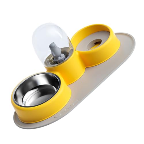 BESPORTBLE Trinkbrunnen für Haustiere Futterspender für Welpen pragmatischer Hundenapf pet Feeder pet Food Container erhöhter napf für Hunde erhöhter Futternapf Rostfreier Stahl Yellow von BESPORTBLE