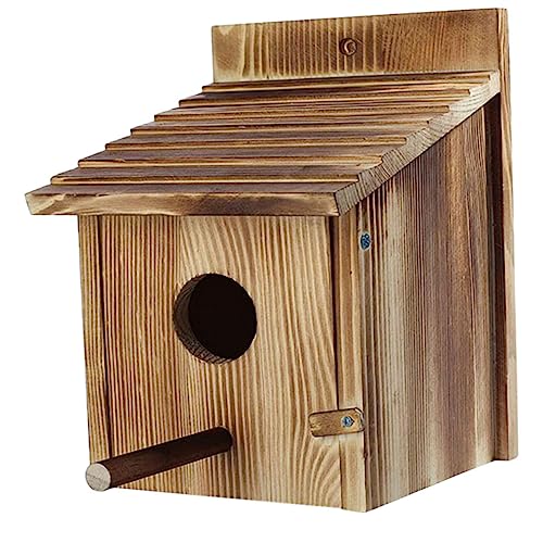 BESPORTBLE Vogelnest aus Holz vogelhäuser für draußen Vogelhaus für den Außenbereich Vogelhausstange Vogelhäuschen mit Kamera Haustier Vögel Vogelnest im Freien Vogelhaus Anhänger hölzern von BESPORTBLE