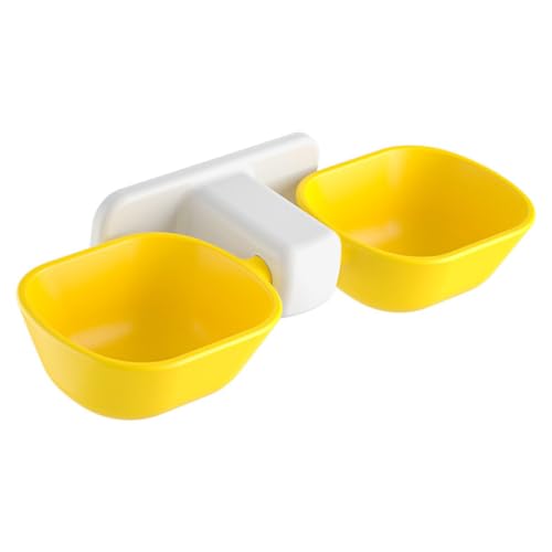 BESPORTBLE Wasserspender für Haustiere gekippter Futternapf Katze trinkwassernapf Hundefutter pet Feeder Cat Feeder Wandmontierter Futterautomat Doppelschüssel für Haustiere Plastik Yellow von BESPORTBLE