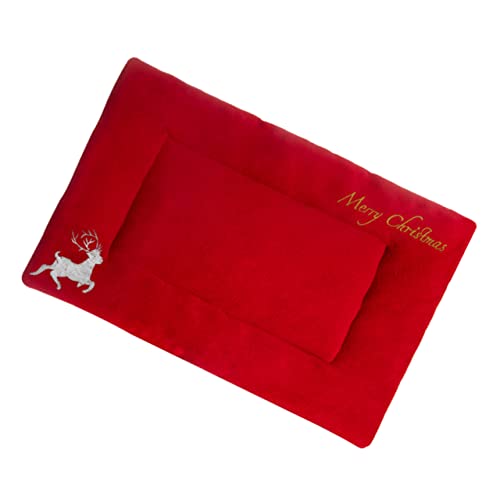 BESPORTBLE Weihnachtsmatte für Haustiere bettkissen für hundekisten Haustierbetten für kleine Hunde Katzenbetten pet Heating pad hundematratze Katze matratze Bett Hunde Wärmebett Plüsch- rot von BESPORTBLE