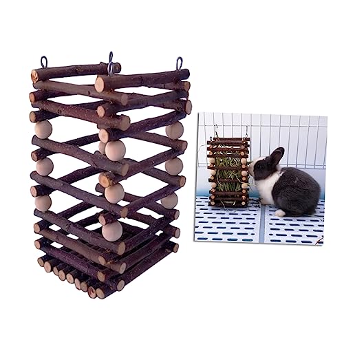 Feeder-Rack Meerschweinchen Spielzeug Kleintierspielzeug Kaninchen Spielzeug für kleine Tiere kanninchenfutter Futter Hasen Futter Hasenholzschüssel Haustierzubehör Protokoll BESPORTBLE von BESPORTBLE