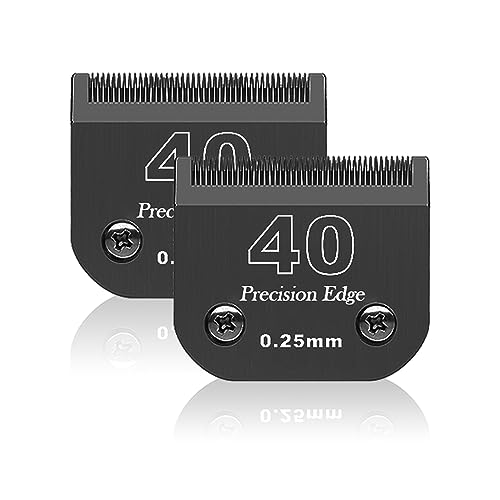 Ersatzklinge für die Hundepflege, kompatibel mit der Serie Heiniger/Moser Max45/Andis/Oster A5/Wahl 10 km Serie, Haarschneider für Hunde, Größe 40 1/100 Zoll (0,25 mm), Schnittlänge, 2 Stück, Schwarz von BESTBOMG