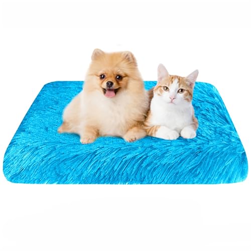 BESTORI Flauschiges Hundebett Hundekissen wasserdicht rutschfeste Haustierbett waschbar Hundematte plüsch weiche Polsterung für Hunde, Blau 02, 100 x 60 x 7 cm von BESTORI