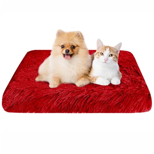 BESTORI Flauschiges Hundebett Hundekissen wasserdicht rutschfeste Haustierbett waschbar Hundematte plüsch weiche Polsterung für Hunde, Rot 02, 100 x 60 x 7 cm von BESTORI