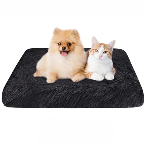 BESTORI Flauschiges Hundebett Hundekissen wasserdicht rutschfeste Haustierbett waschbar Hundematte plüsch weiche Polsterung für Hunde, Schwarz, 40 x 30 x 5 cm von BESTORI