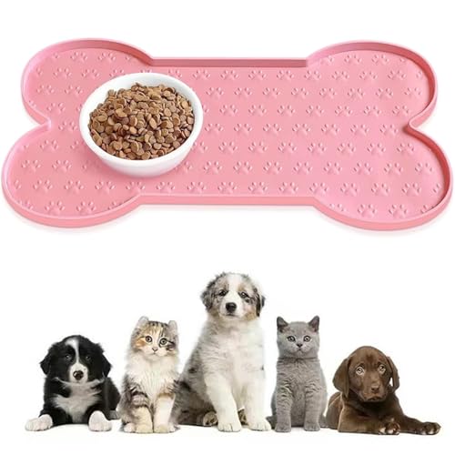 BESTORI Napfunterlage Silikon für Hund Katzen wasserdichte rutschfeste Hundenapf Unterlage Katzennapf Fressnapf Futtermatte Platzset für Haustiere, Rosa, 25 x 49 cm von BESTORI