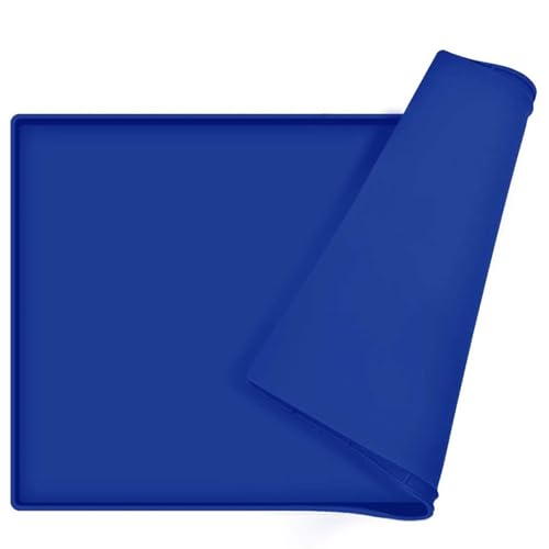 BESTORI Napfunterlage für Hunde Katze rutschfest Silikon Futtermatte wasserdichte Haustierfutter Matte Waschbar Futternapf Unterlage Platzset für Haustiere, Blau 2, 30 x 48 cm von BESTORI