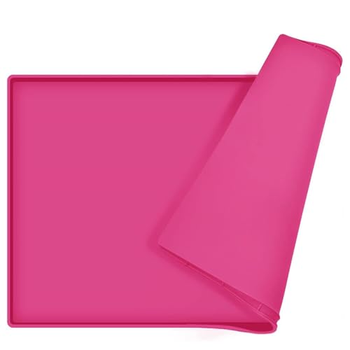 BESTORI Napfunterlage für Hunde Katze rutschfest Silikon Futtermatte wasserdichte Haustierfutter Matte Waschbar Futternapf Unterlage Platzset für Haustiere, Rosa 1, 30 x 48 cm von BESTORI