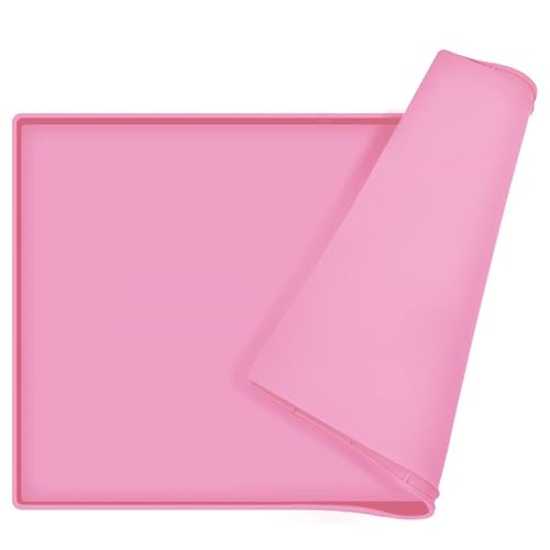 BESTORI Napfunterlage für Hunde Katze rutschfest Silikon Futtermatte wasserdichte Haustierfutter Matte Waschbar Futternapf Unterlage Platzset für Haustiere, Rosa 2, 30 x 48 cm von BESTORI