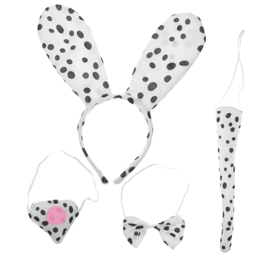 BESTYASH 4 Teiliges Hundekostü Set Spotty Dog Ohren Haarband Fliege Und Nase Tier Cosplay Zubehör Für Und Haustiere Lustiges Kostü Für Party Und Auftritte von BESTYASH