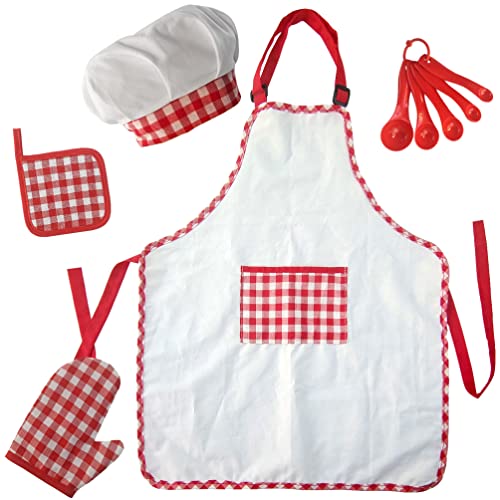 BESTonZON 1 Satz Kochschürze Für Kinder Kleinkindschürze Und Kochmütze Kochzubehör Für Kinder Grillzubehör Mädchen Backen Spielzeug Gartenschürze Grill-kit Baumwolle Lebensmittel Kleidung von BESTonZON