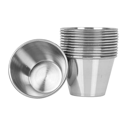 BESTonZON 12St Saucenbecher Förmchen mit Deckel individuelle Salsabecher Auflaufförmchen Dipbecher aus Metall kleine Soßenbecher Tauchen Würze Dip-Becher Rostfreier Stahl Edelstahl 304 von BESTonZON