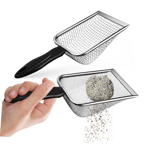 BESTonZON 2 Stück Katzenstreuschaufel aus Metall Katzenschaufel mit Zwei Verschiedenen Maschen für Effizientes Reinigen von Katzenstreu Ergonomischer Griff Platzsparend Langlebig BESTonZON 2 Stück Katzenstreuschaufel aus Metall Katzenschaufel mit Zwei Verschiedenen Maschen für Effizientes Reinigen von Katzenstreu Ergonomischer Griff Platzsparend Langlebig von BESTonZON