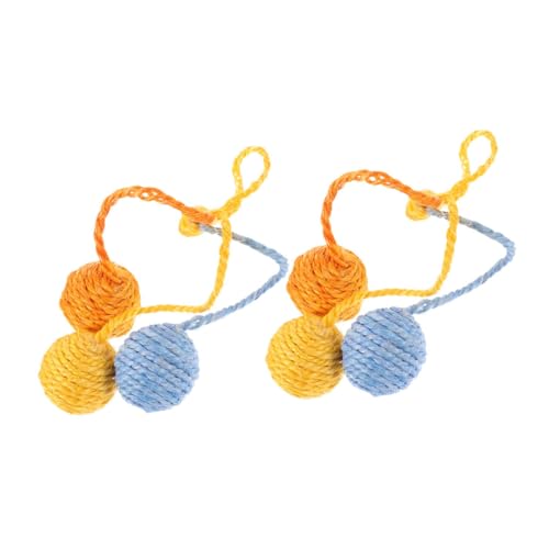BESTonZON 2 Stück Sisal Katzenspielzeug Hängende Interaktive Bälle für Mentale Stimulation Sisal Konstruktion für Gesunde Kratzgewohnheiten für Kleine Wohnungen Blau Gelb und Orange BESTonZON 2 Stück Sisal Katzenspielzeug Hängende Interaktive Bälle für Mentale Stimulation Sisal Konstruktion für Gesunde Kratzgewohnheiten für Kleine Wohnungen Blau Gelb und Orange von BESTonZON