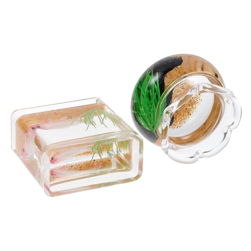 BESTonZON 2st Mini-Glas-koi Anlage Schmuckstück Dekor 1 Aquarium Im Maßstab 12 Heim Miniatur-Aquarium-puppenhaus Szene Schüssel Mini-Aquarium Für Kinder Mini-Spielzeug Puppenhaus Fischglas von BESTonZON