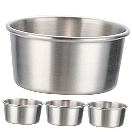 BESTonZON 4 Stück Sauce Teller Dip Cups Portionsbehälter Aus Metall Dip-saucenbecher Runde Dipbecher Küchensaucenbecher Sushi-dip-schüssel Gewürzsaucenbecher Salat Senf Rostfreier Stahl von BESTonZON