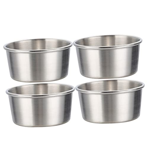 BESTonZON Mini-Container 4 Stück Saucenteller Dip-Becher Metall Ketchup-Becher Saucenschalen Gewürze Auflaufform Mini-Zubehör Salatbehälter Salatdressing-Behälter Saucenbehälter von BESTonZON