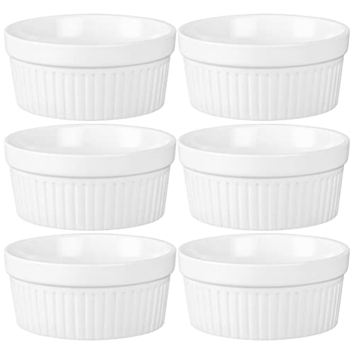 BESTonZON 6st Puddingbecher Aus Keramik Backförmchen Aus Keramik Pudding-backbecher -kuchenbecher Dip- Und Saucenbecher Auflaufförmchen Aus Keramik Tauchschalen Salatschüssel Weiß Mini von BESTonZON