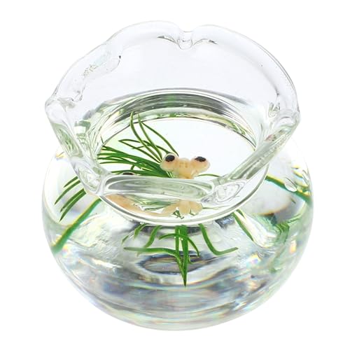 BESTonZON Mikro-landschaftsglas-Aquarium Puppenhausdekoration Fischglas-Spielzeug Mini-Aquarium Miniatur-Aquarium Miniatur Fischglas Mini-hausversorgung Aquarium Mit Fischmodell Harz Yellow von BESTonZON