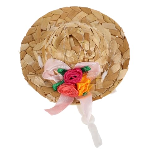 BESTonZON Spielzeughut Verstellbarer Hut Niedlicher Hut Mini-Sombrero-Hut Katze Sombrero-Hut Hunde-Cowgirl-Hut Haustier-Sombrero Haustier mexikanischer Hut Gewebte Haustiermütze Stroh Khaki von BESTonZON