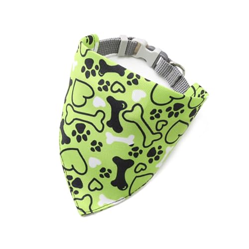 Hunde-Halstuch-Halsband mit D-Ring, abnehmbar, Haustier-Bandana, Schal mit Schnellverschluss-Schnalle, verstellbar, für Katzen, Welpen, Kätzchen, kleine Hunde, Grünes Knochen von BETAM