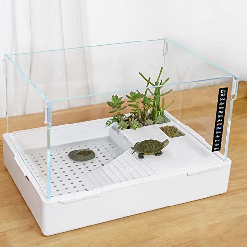 Acryl-Schildkrötentank für Aquarium, Schildkröte, mit Wasserpumpe, Terrarien für kleine Schildkröten, Einsiedler, Krabben, Reptilien von BETAZOOER