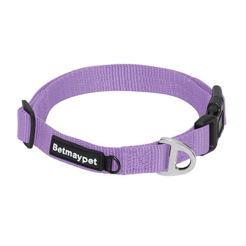 Betmaypet Hundehalsband, verstellbare Hundehalsbänder für kleine, mittelgroße und große Hunde (Lila, L) von BETMAYPET