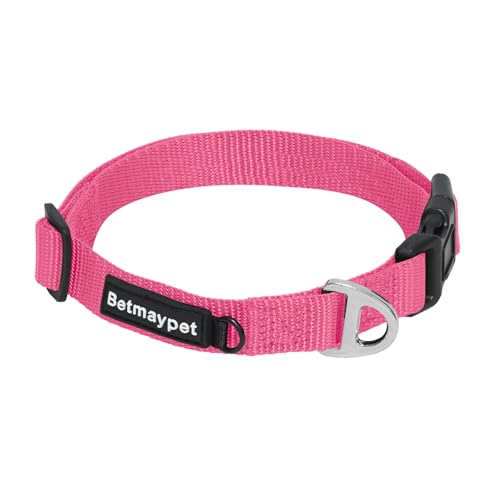 Betmaypet Hundehalsband, verstellbare Hundehalsbänder für kleine, mittelgroße und große Hunde (Rosa, L) von BETMAYPET