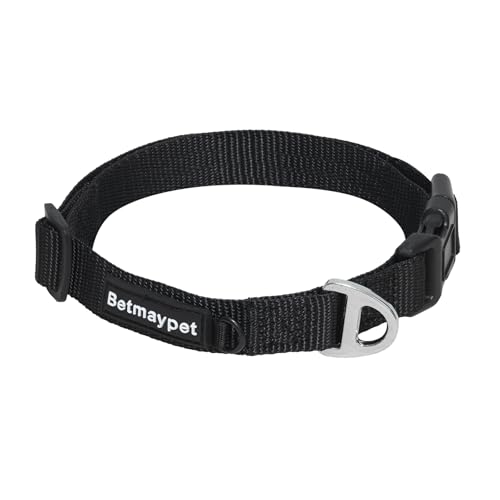 Betmaypet Hundehalsband, verstellbare Hundehalsbänder für kleine, mittelgroße und große Hunde (Schwarz, L) von BETMAYPET