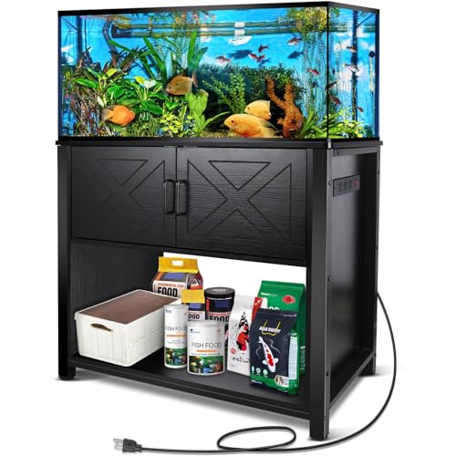 BEURUKU Aquarium-Ständer mit Steckdosen, robuster Metall-Aquariumständer für Aquarium-Zubehör, hält 2 Tanks, geeignet für 122-157 Liter Aquarium, Reptilien-Terrarium, Schildkrötenbecken von BEURUKU