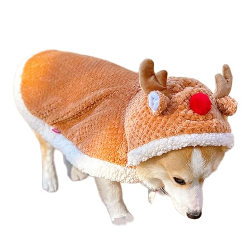 Hübsches Hunde-Weihnachtsoutfit mit Rentier-Kapuze für den Winter, warmes Hirschkostüm, Umhang für Haustiere, Hunde, Katzen, Urlaubsmotiv, Haustierumhang von BFANGLC