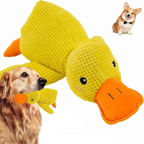 BFBHZY hundespielzeug Ente Paw Star Anti-Stress Duck, Cute Toy for Dogs, Anti-Stress Duck for Dogs, Sounding Plush Dog Toy for Small Dogs, Cute Cartoon Dog Toy (Yellow, S: 25 cm) von BFBHZY