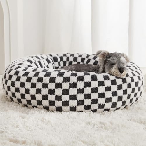 BFPETHOME Donut-Hundebetten für kleine Hunde, rundes Katzenbett für Indoor-Katzen, beruhigendes Haustierbett für Welpen und Kätzchen mit rutschfester Unterseite, niedliches ausgefallenes Hundebett mit von BFPETHOME