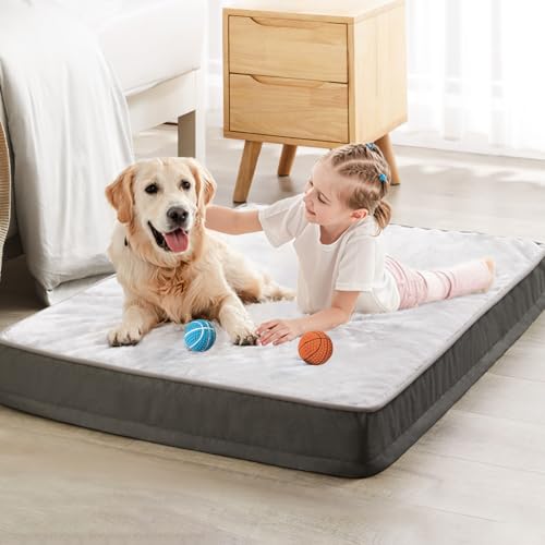 BFPETHOME Orthopädische Hundebetten, groß, Memory-Schaum, großes Hundebett mit abnehmbarem, waschbarem Bezug, Haustierbox-Bettmatte, wasserdicht von BFPETHOME