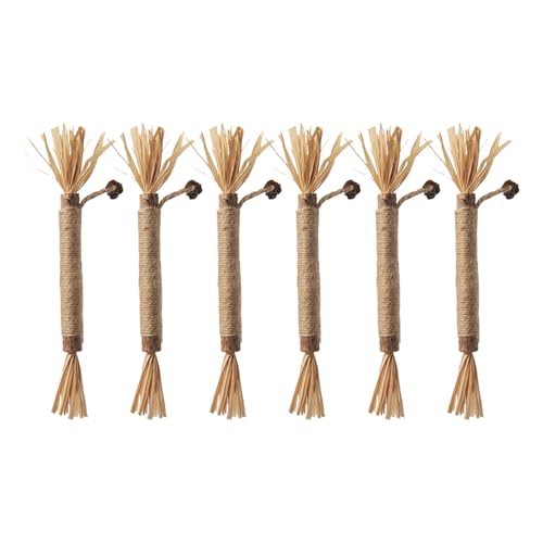 6 Stück Katzenminze Sticks Katzen Zahnpflege Spielzeug,Matatabi Kauspielzeug,Holz Kaustangen,Interaktives Katzenspielzeug zur Zahnreinigung und Mundgeruchsbekämpfung,Katzensticks Gesunde Katzen Zähne von BFUZXY