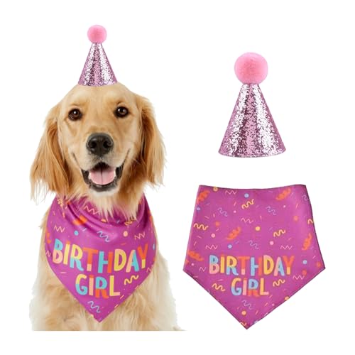 2-teiliges Hunde Halstuch,Geburtstagshut für kleine und Mittelgroße Hund,Hundegeburtstags,Bandana,Party-Kopfbedeckung,Perfekte Dekoration,Geschenke für Hundegeburtstage,Hundebekleidung & Zubehör von BFUZXY