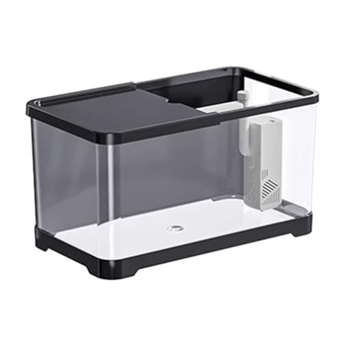 Aquarium, Desktop Transparent Acryl mit Deckel und Basis Kleine Wohnzimmer Haushalt Fischzucht Tank Fisch Schüssel(Black,L) von BFVAKBKYT