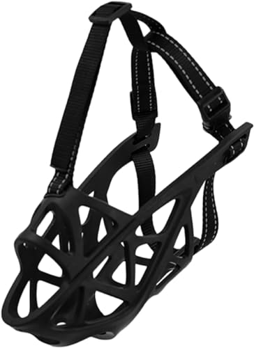 Hundetraining Maulkorb, Anti-Bell-Maulkorb, Korbmaulkorb, Maulkorb aus Kunststoff, verhindert Bellen, Anti-Beißen, verstellbar, for kleine, mittelgroße(Black,XL) von BFVAKBKYT