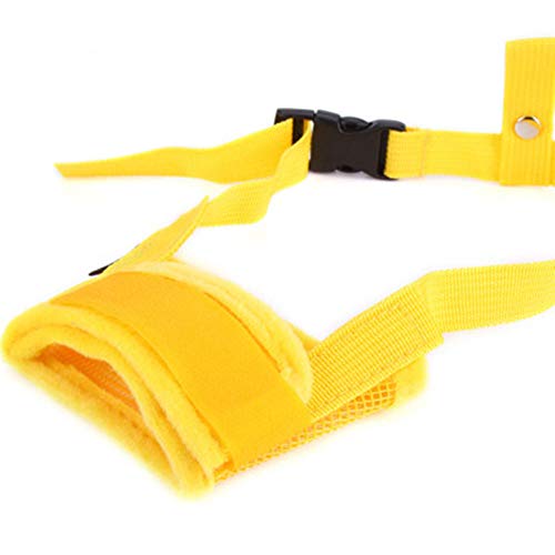 Hundetraining Maulkorb, Bequem und atmungsaktiv ohne Einschränkung, unabhängige Wärmeableitung, einstellbar, um Herunterfallen, Bellen und Beißen zu verhindern.(Yellow,Medium) von BFVAKBKYT