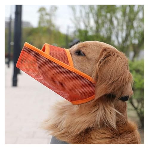 Hundetraining Maulkorb, Bequemer und atmungsaktiver Maulkorb for Hunde for uneingeschränkten Trinken und Fressen, nicht-invasiver Mundschutz for Hunde – Dreiecksdesign(Orange,L) von BFVAKBKYT