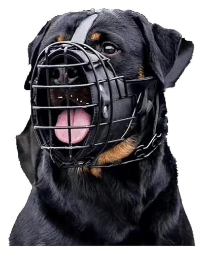 Hundetraining Maulkorb, Verstellbarer Maulkorb aus Metall und Leder for Deutsche Schäferhunde, Dobermänner, Rottweiler und andere mittelgroße und große Hunde(L) von BFVAKBKYT